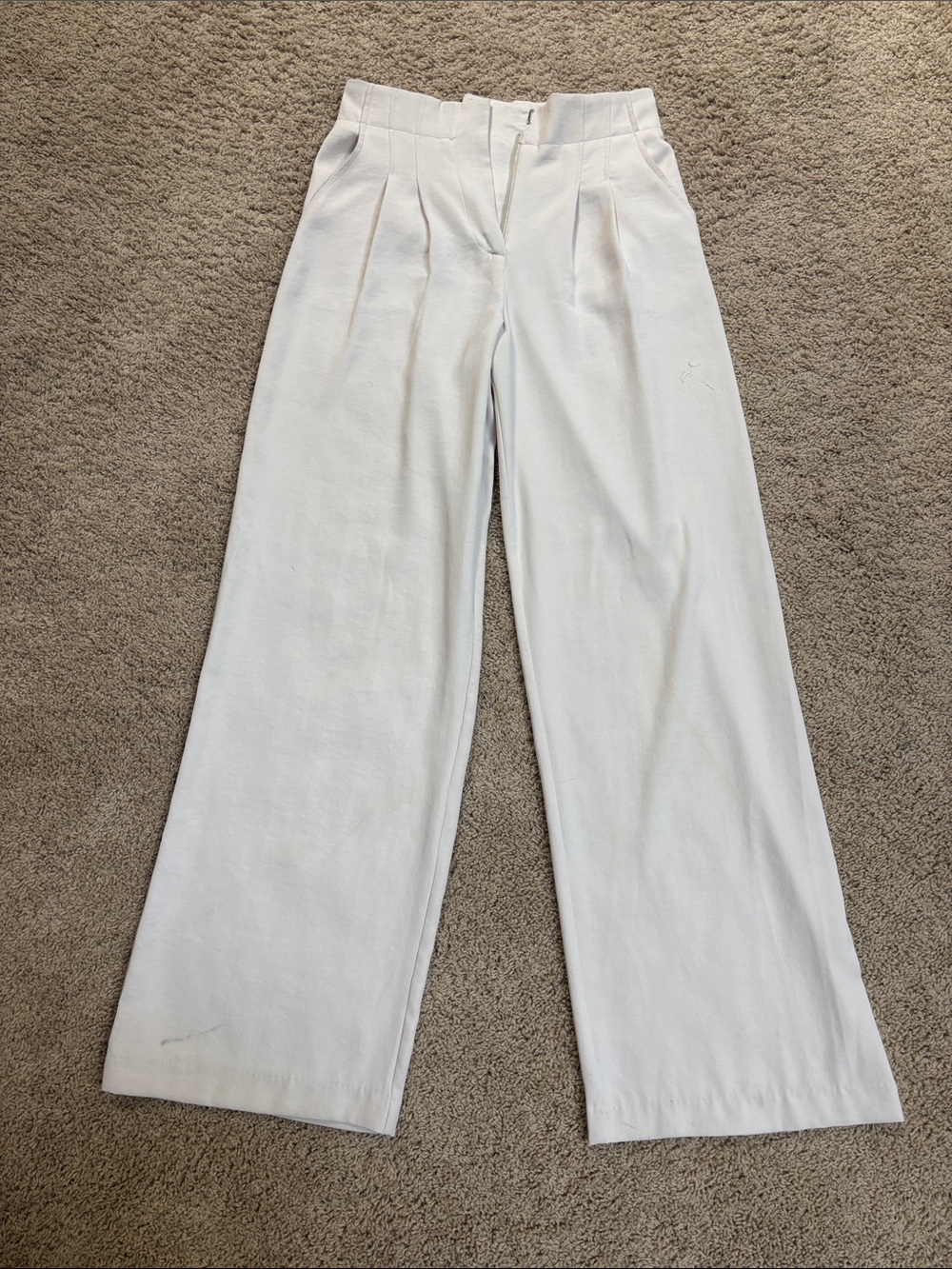 Skies Are Blue High-Rise Wide Leg White Trousers
